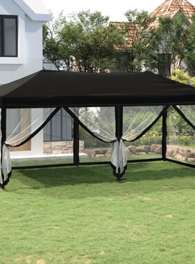 VidaXL Partytent inklapbaar met zijwanden 3x6 m zwart