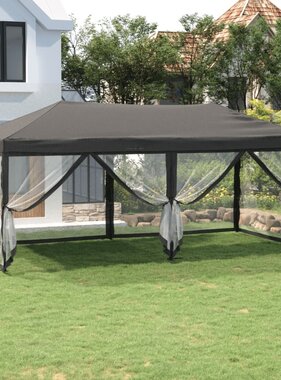 VidaXL Partytent inklapbaar met zijwanden 3x6 m antracietkleurig