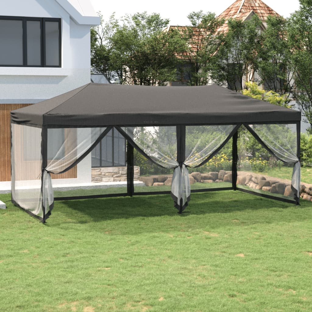 VidaXL Partytent inklapbaar met zijwanden 3x6 m antracietkleurig