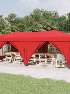 VidaXL Partytent inklapbaar met zijwanden 3x6 m rood