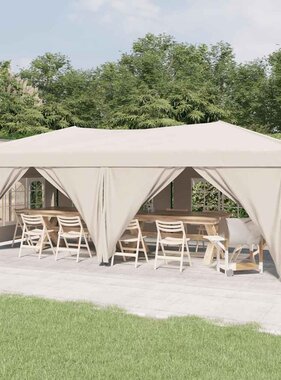 VidaXL Partytent inklapbaar met zijwanden 3x6 m crèmekleurig