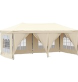 VidaXL Partytent inklapbaar met zijwanden 3x6 m crèmekleurig