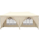 VidaXL Partytent inklapbaar met zijwanden 3x6 m crèmekleurig