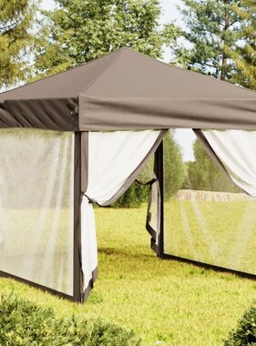 VidaXL Partytent inklapbaar met zijwanden 2x2 m taupe