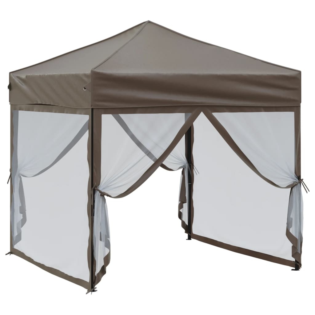 VidaXL Partytent inklapbaar met zijwanden 2x2 m taupe