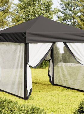 VidaXL Partytent inklapbaar met zijwanden 2x2 m antracietkleurig