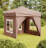 VidaXL Partytent inklapbaar met zijwanden 2x2 m taupe