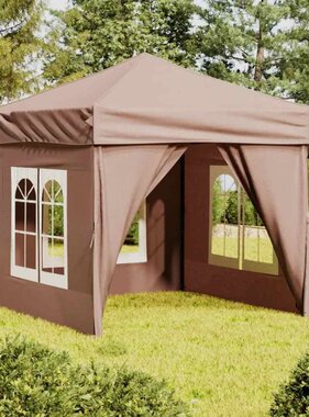 VidaXL Partytent inklapbaar met zijwanden 2x2 m taupe