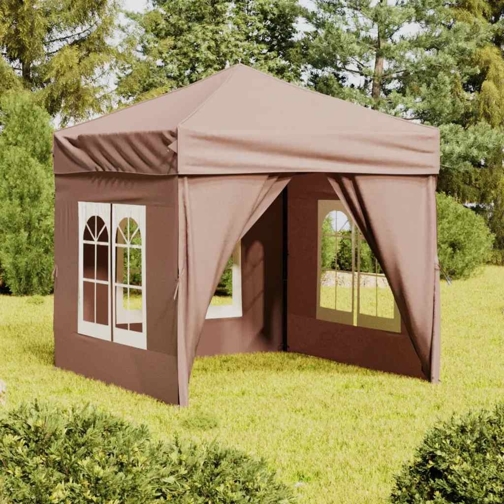 VidaXL Partytent inklapbaar met zijwanden 2x2 m taupe