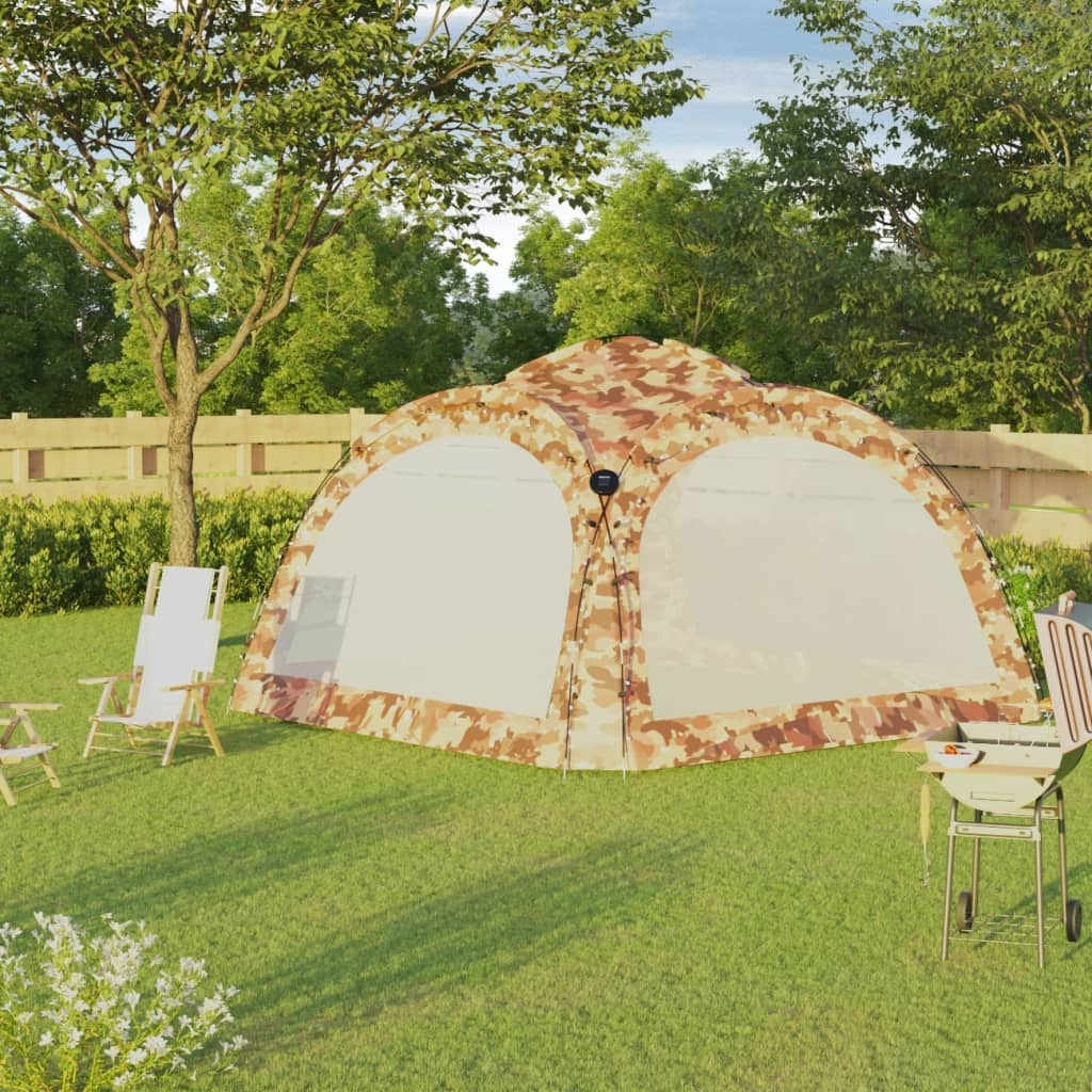 VidaXL Partytent met LED en 4 zijwanden 3,6x3,6x2,3 m camouflage