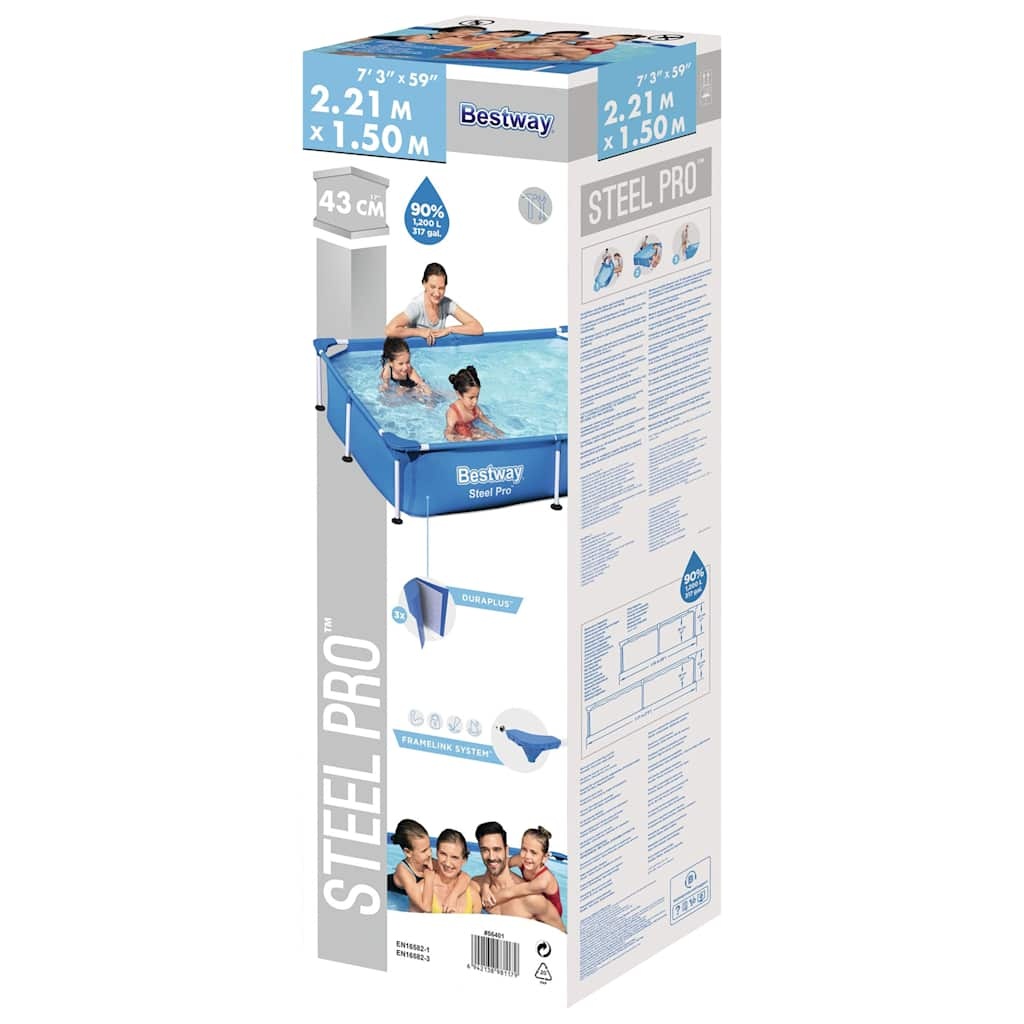 VidaXL Zwembad Steel Pro 221x150x43 cm