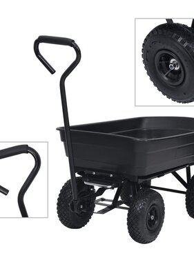 VidaXL Tuinkiepwagen 300 kg 75 L zwart