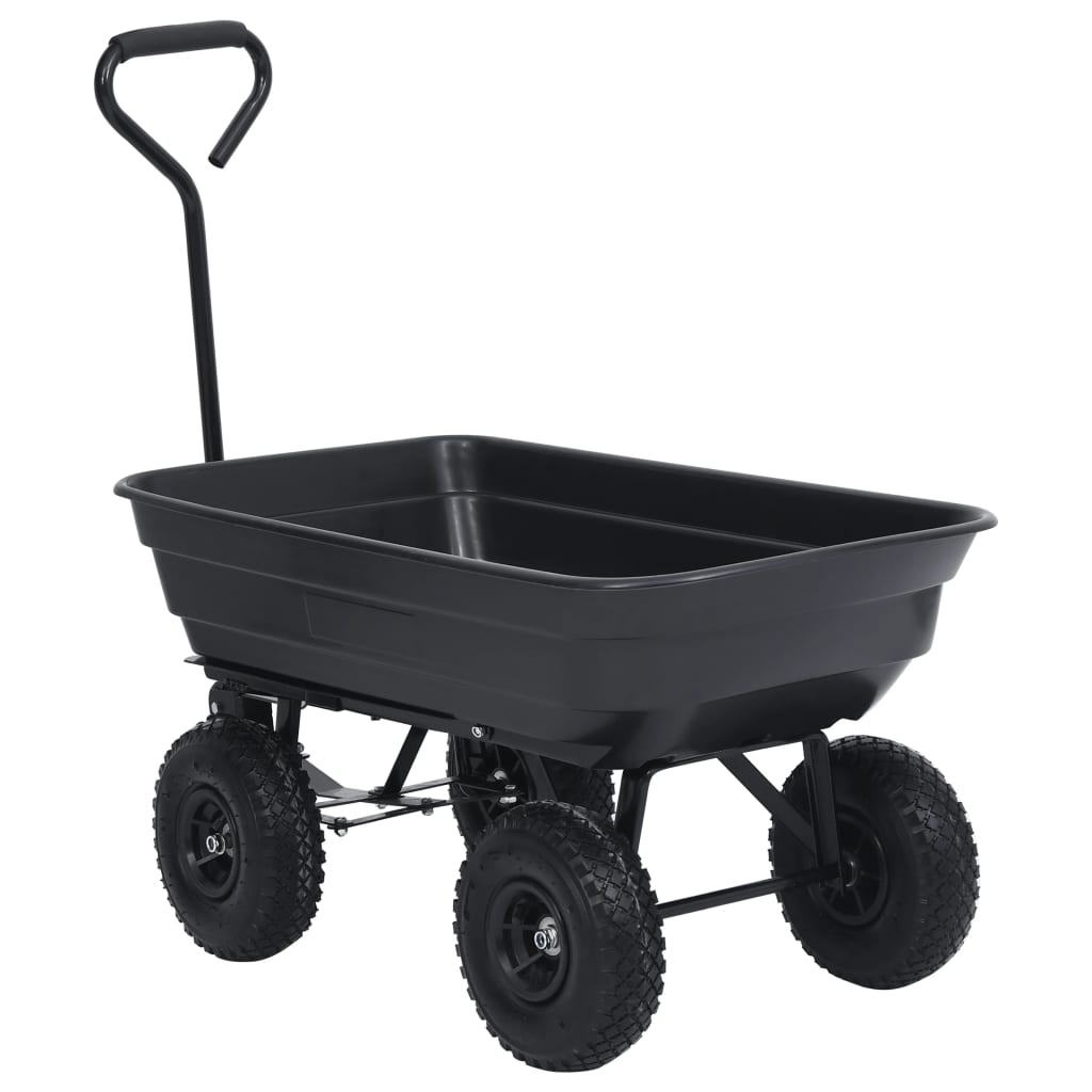 VidaXL Tuinkiepwagen 300 kg 75 L zwart
