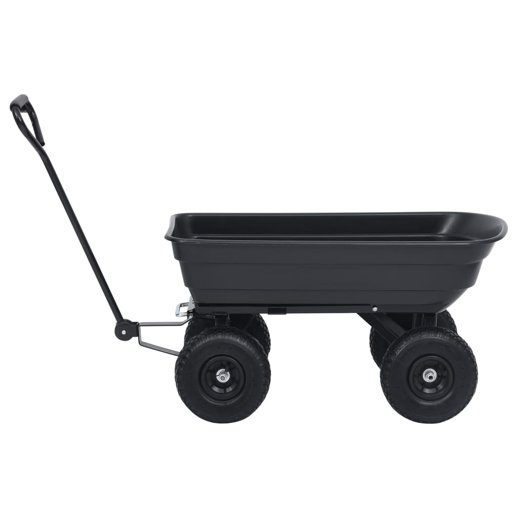 VidaXL Tuinkiepwagen 300 kg 75 L zwart