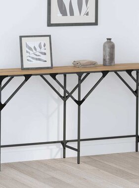 VidaXL Wandtafel artisanaal eikenkleurig 140 x 29 x 75 cm Bewerkt hout