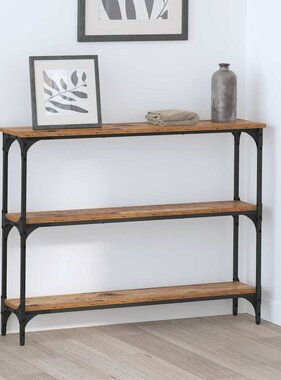 VidaXL Wandtafel Oud hout 100 x 22.5 x 75 cm Engineered hout en metaal