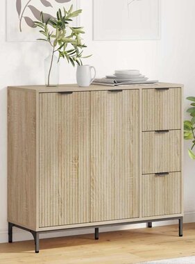 VidaXL Dressoir met lade Sonoma eiken 89,5 x 33 x 82 cm Bewerkt hout