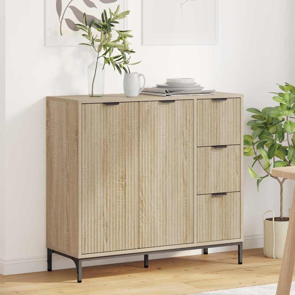 VidaXL Dressoir met lade Sonoma eiken 89,5 x 33 x 82 cm Bewerkt hout