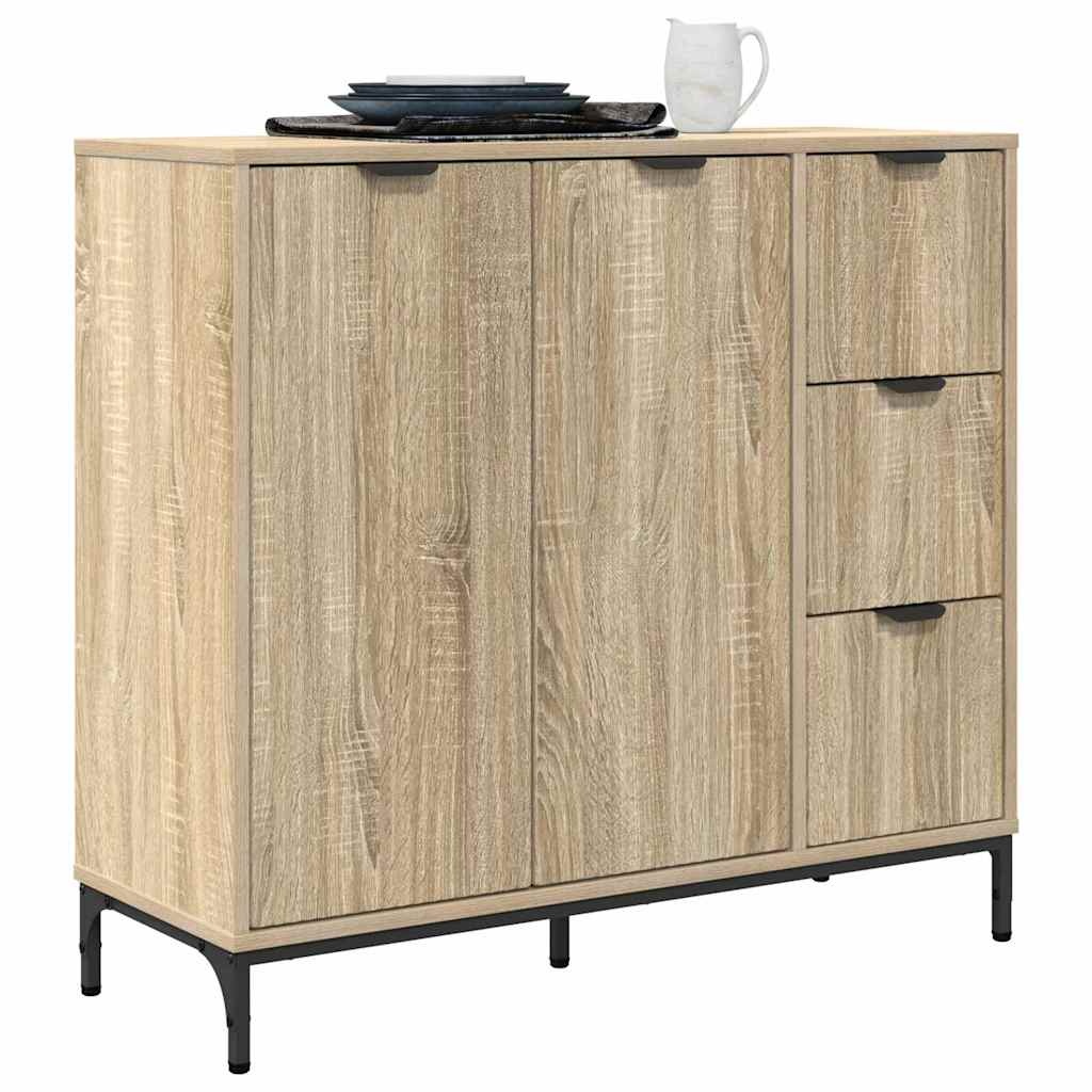 VidaXL Dressoir met lade Sonoma eiken 89,5 x 33 x 82 cm Bewerkt hout
