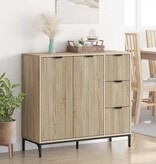 VidaXL Dressoir met lade Sonoma eiken 89,5 x 33 x 82 cm Bewerkt hout