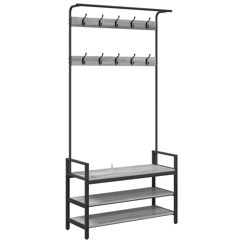 VidaXL Kapstok met plank Grijs sonoma 95 x 34 x 184 cm Bewerkt hout