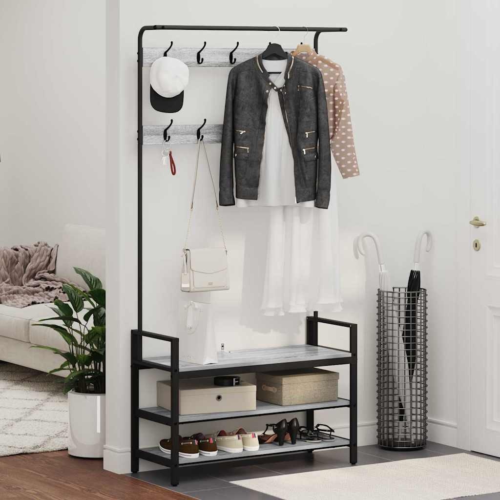 VidaXL Kapstok met plank Grijs sonoma 95 x 34 x 184 cm Bewerkt hout