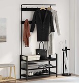 VidaXL Kapstok met plank Zwart eiken 95 x 34 x 184 cm Bewerkt hout