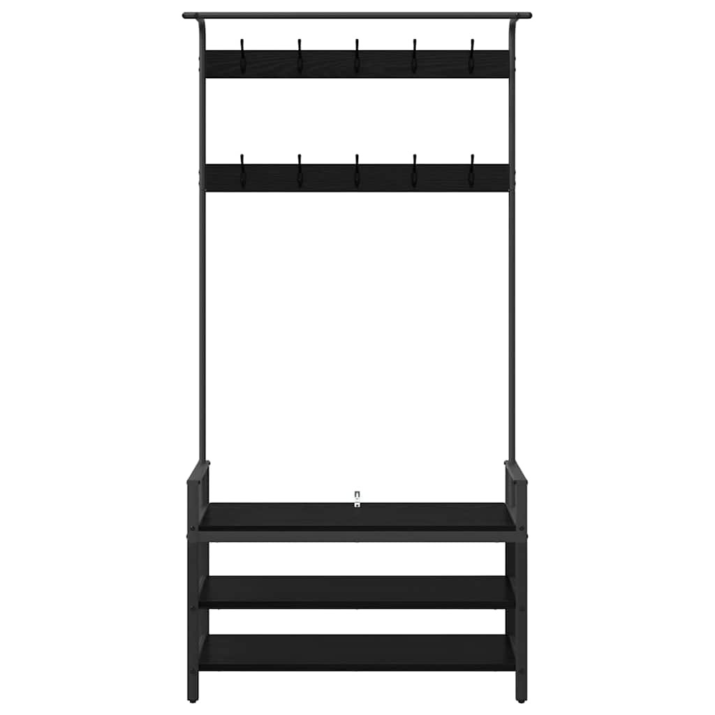 VidaXL Kapstok met plank Zwart eiken 95 x 34 x 184 cm Bewerkt hout