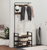 VidaXL Kapstok met plank Gerookt eiken 75 x 34 x 184 cm Bewerkt hout