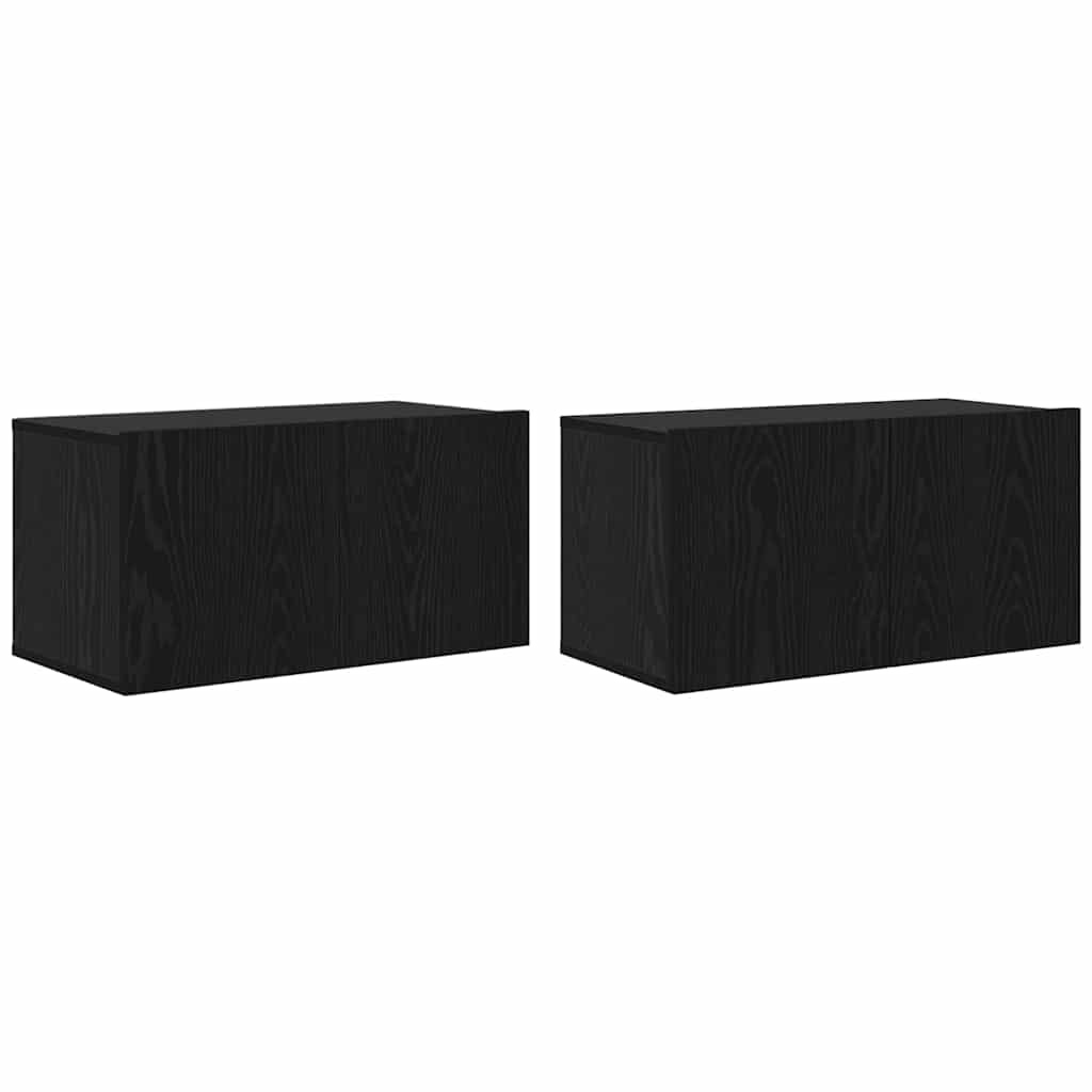 VidaXL TV-kast 2 pcs Zwart 60 x 30 x 30 cm Bewerkt hout