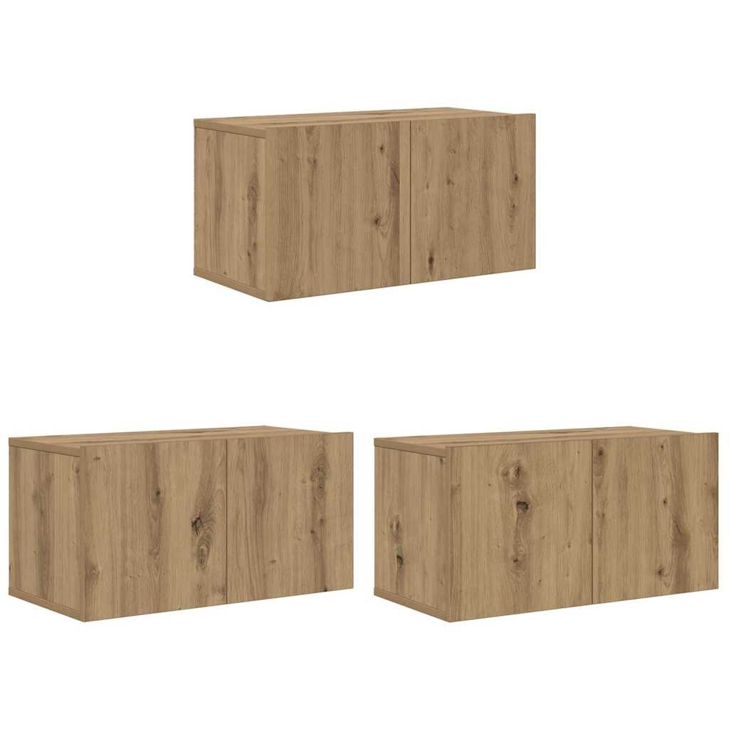 VidaXL TV-kast 3 pcs Bruin 60 x 30 x 30 cm Bewerkt hout