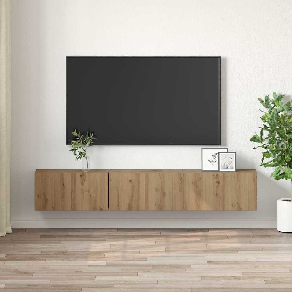 VidaXL TV-kast 3 pcs Bruin 60 x 30 x 30 cm Bewerkt hout