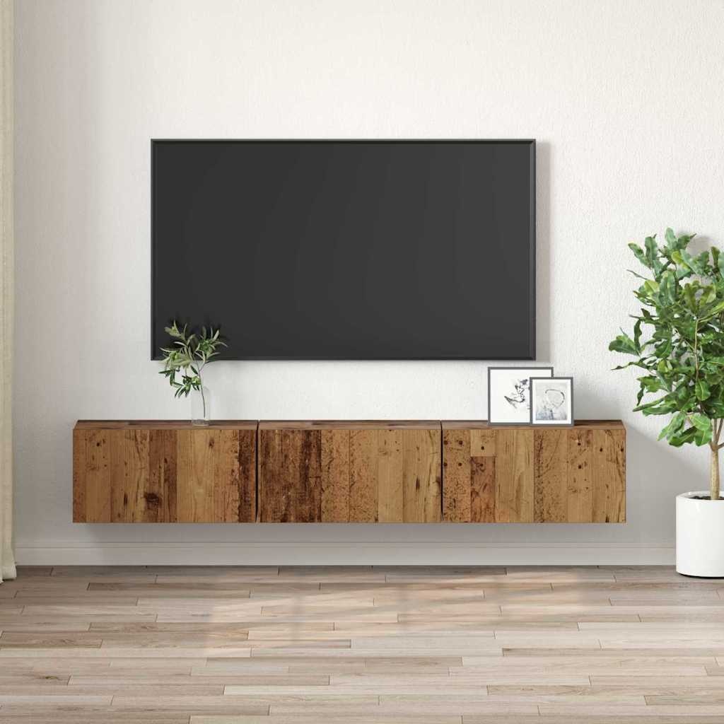 VidaXL TV-kast 3 pcs Bruin 60 x 30 x 30 cm Bewerkt hout