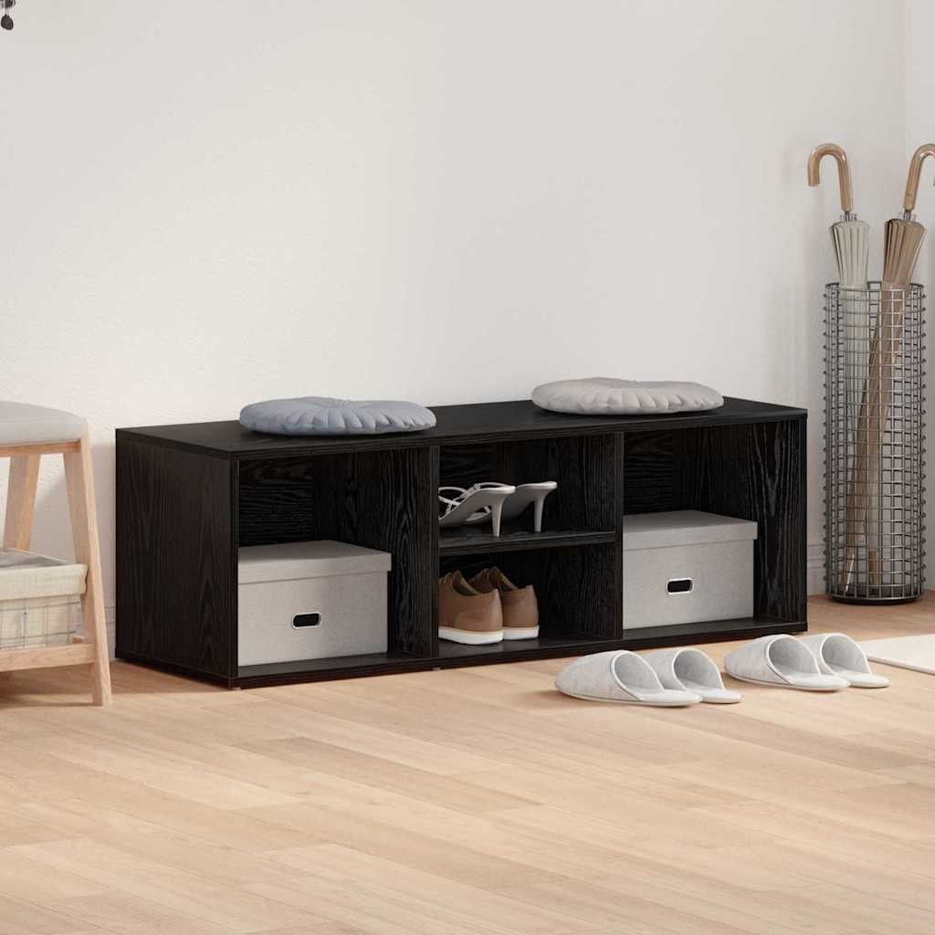 VidaXL Schoenopbergbank Zwart eiken 102 x 35 x 35 cm Bewerkt hout
