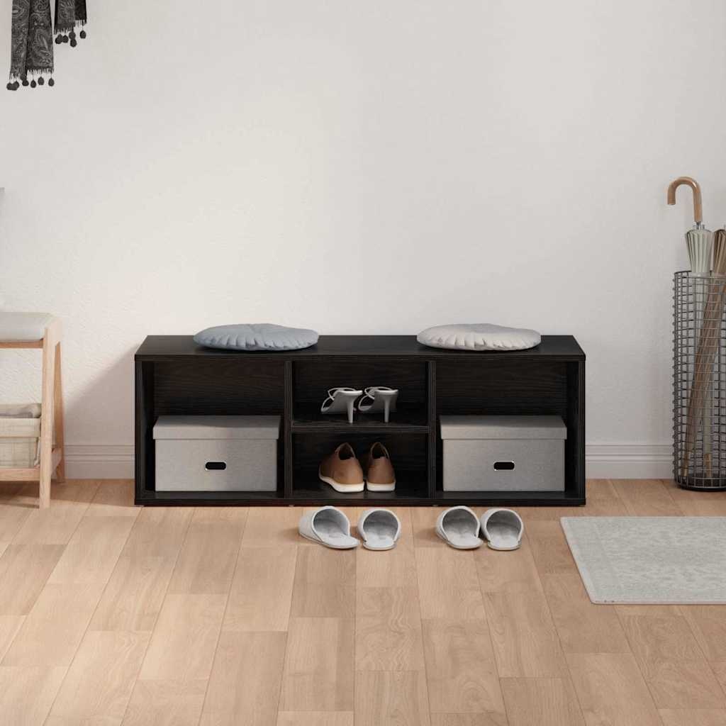 VidaXL Schoenopbergbank Zwart eiken 102 x 35 x 35 cm Bewerkt hout