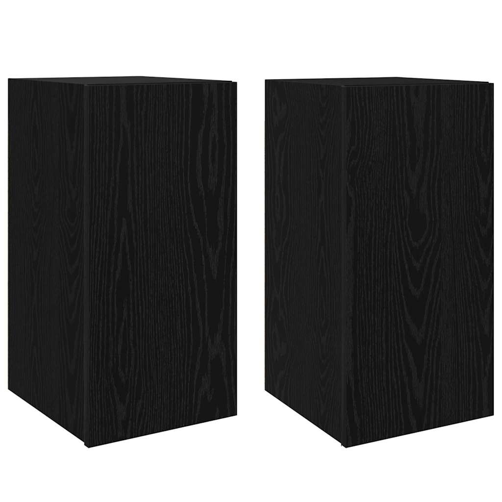 VidaXL Wand TV-kast Wandgemonteerd 2 pcs Zwart eiken Bewerkt hout