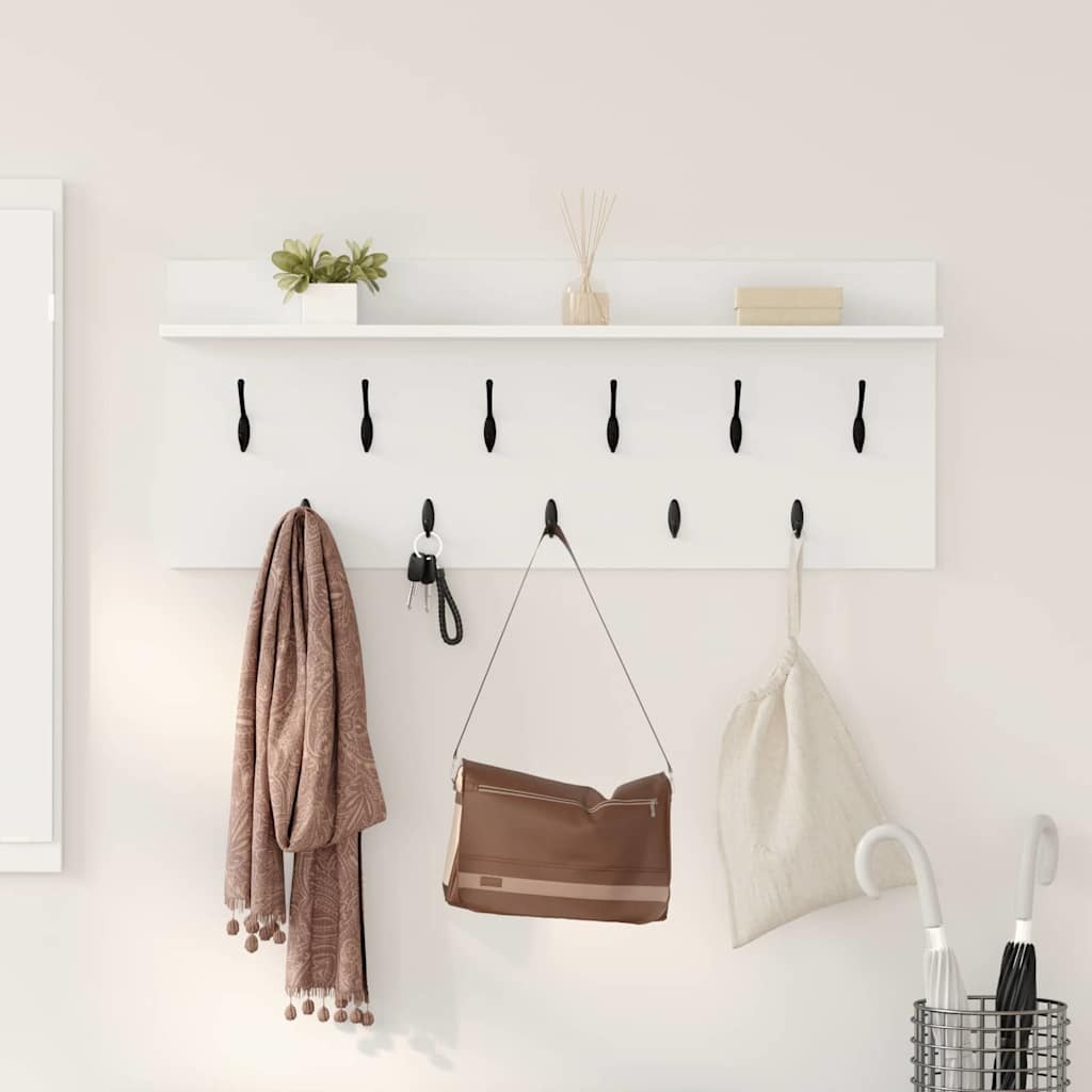 VidaXL Wandgemonteerde kapstok met plank met opslag Wit Bewerkt hout
