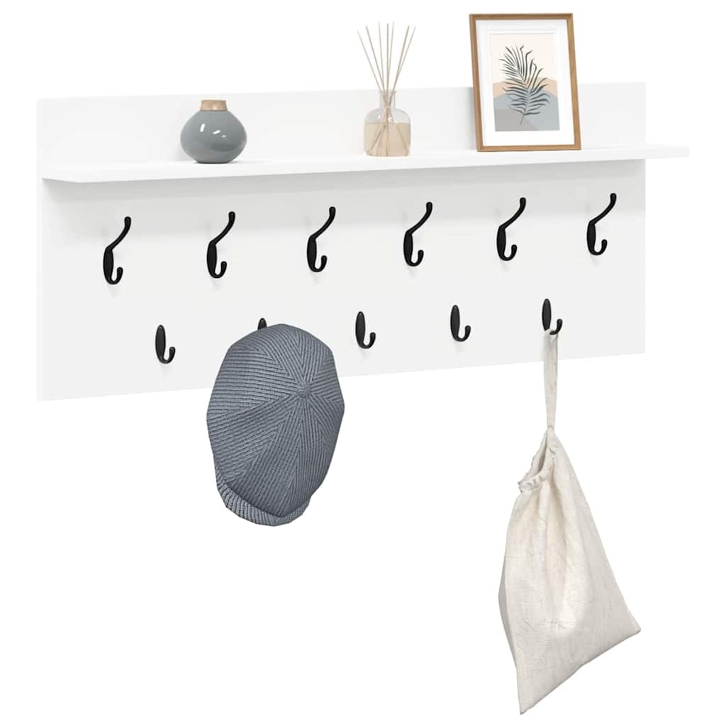 VidaXL Wandgemonteerde kapstok met plank met opslag Wit Bewerkt hout