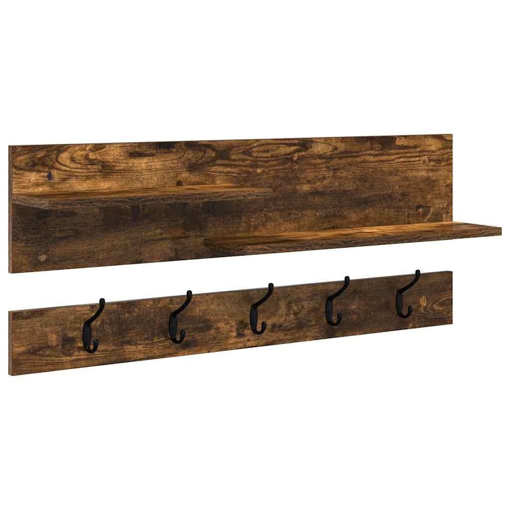 VidaXL Wandgemonteerde kapstok met plank Gerookt eiken 90 x 15 x 36 cm