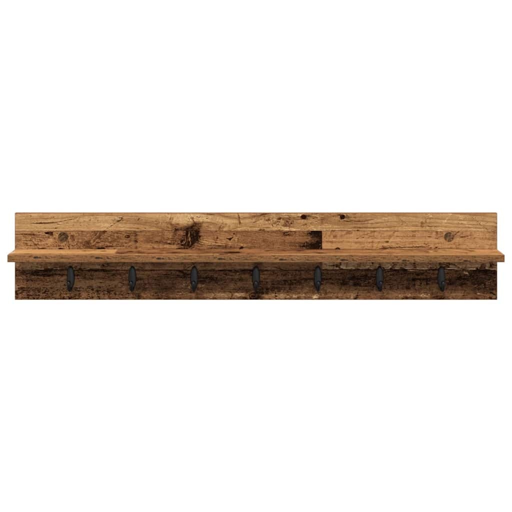 VidaXL Wandgemonteerde kapstok met plank Oud hout 100 x 10.5 x 18 cm