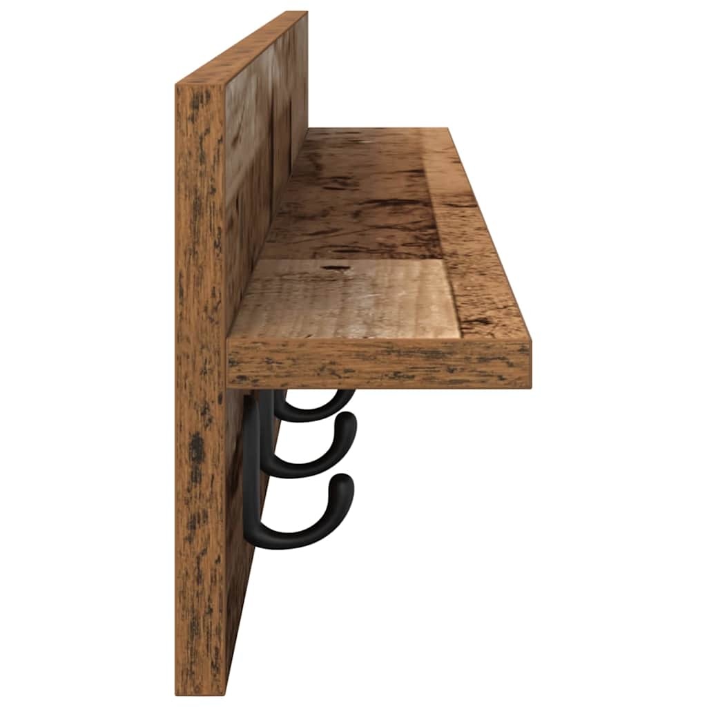 VidaXL Wandgemonteerde kapstok met plank Oud hout 100 x 10.5 x 18 cm