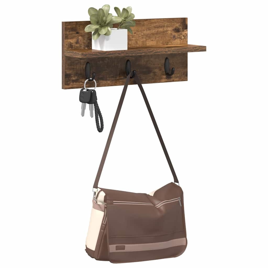 VidaXL Wandgemonteerde kapstok Gerookt eiken 40 x 10.5 x 18 cm