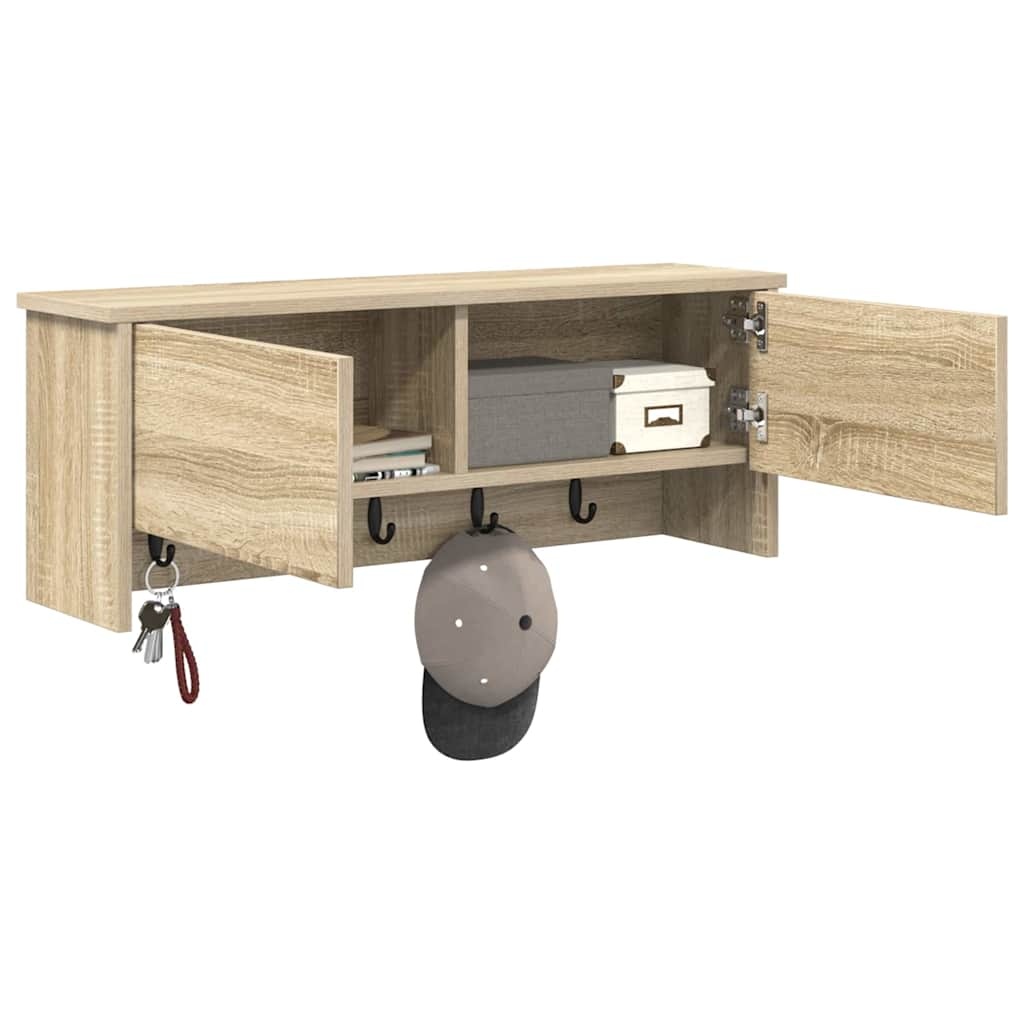 VidaXL Wandgemonteerde kapstok met plank Sonoma eiken 80 x 20 x 30 cm