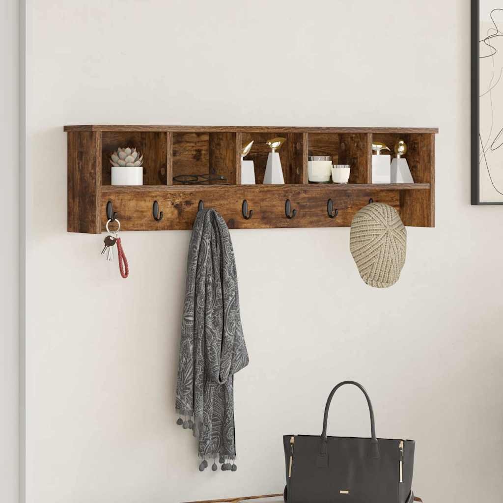 VidaXL Wandgemonteerde kapstok Gerookt eiken 100 x 16 x 26 cm