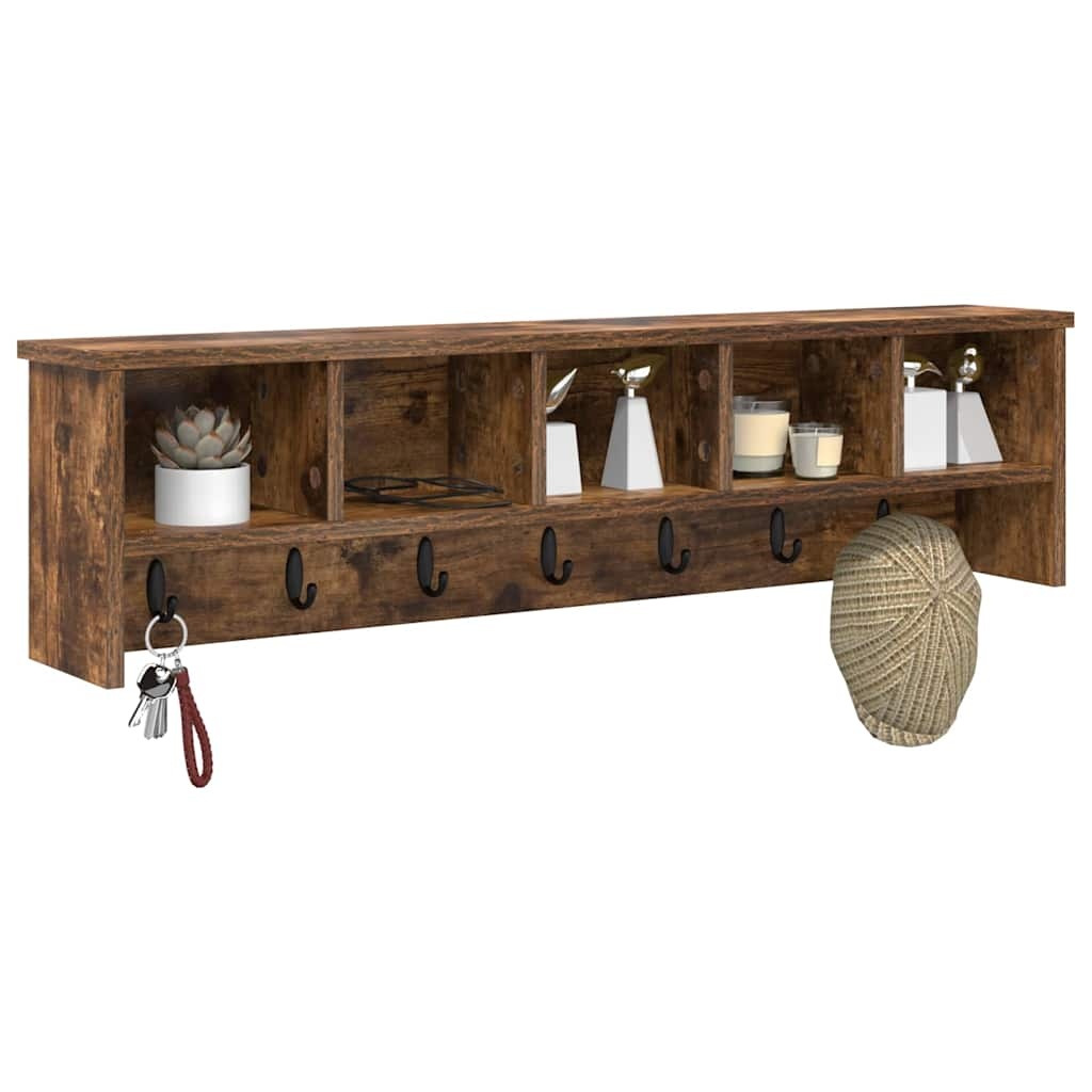 VidaXL Wandgemonteerde kapstok Gerookt eiken 100 x 16 x 26 cm