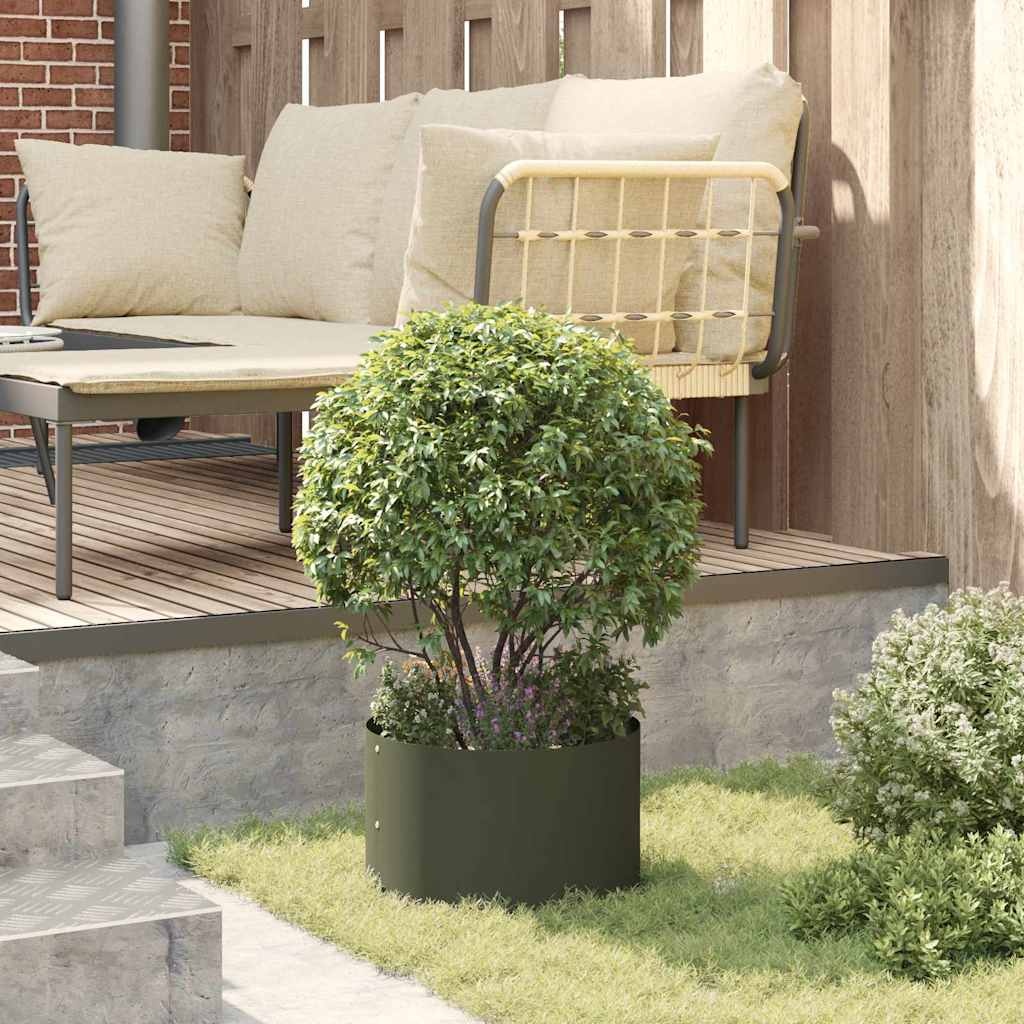 VidaXL Tuin Bloempot Olijfgroen 30 x 30 x 20 cm Staal