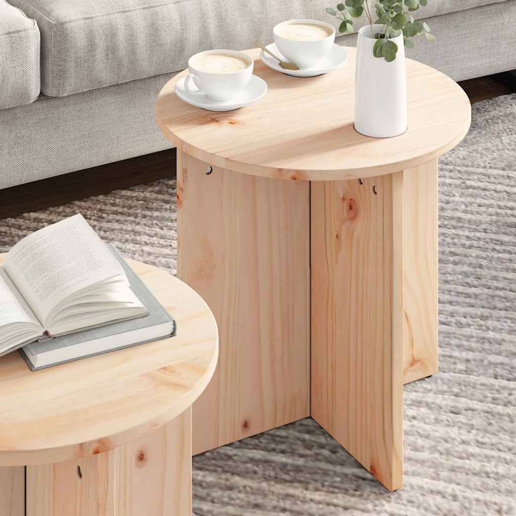 VidaXL Salontafel 2 pcs Naturel 41,5 x 41,5 x 41 cm Massief grenenhout