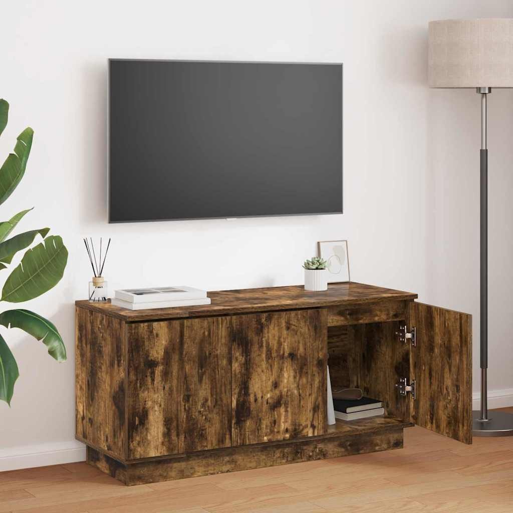 VidaXL TV-meubel met LED Gerookt eiken 100 x 38 x 49 cm Bewerkt hout