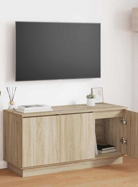 VidaXL TV-meubel met LED Sonoma eiken 100 x 38 x 49 cm Bewerkt hout