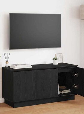 VidaXL TV-meubel met LED Zwart eiken 100 x 38 x 49 cm Bewerkt hout